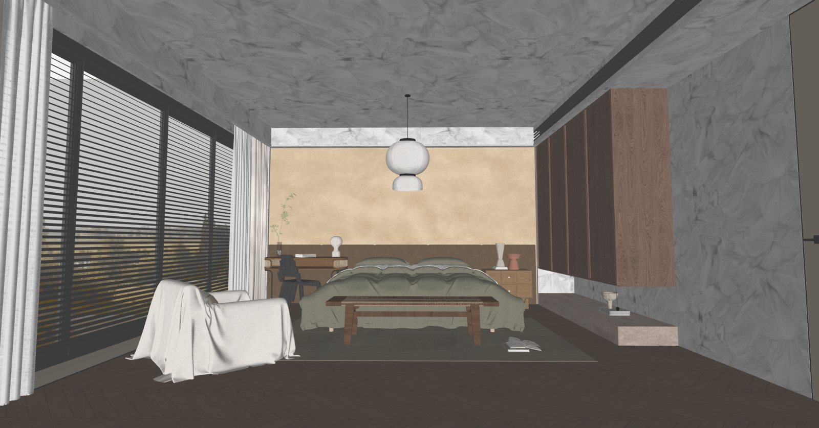 侘寂家居卧室SU模型下载【ID:1216063476】