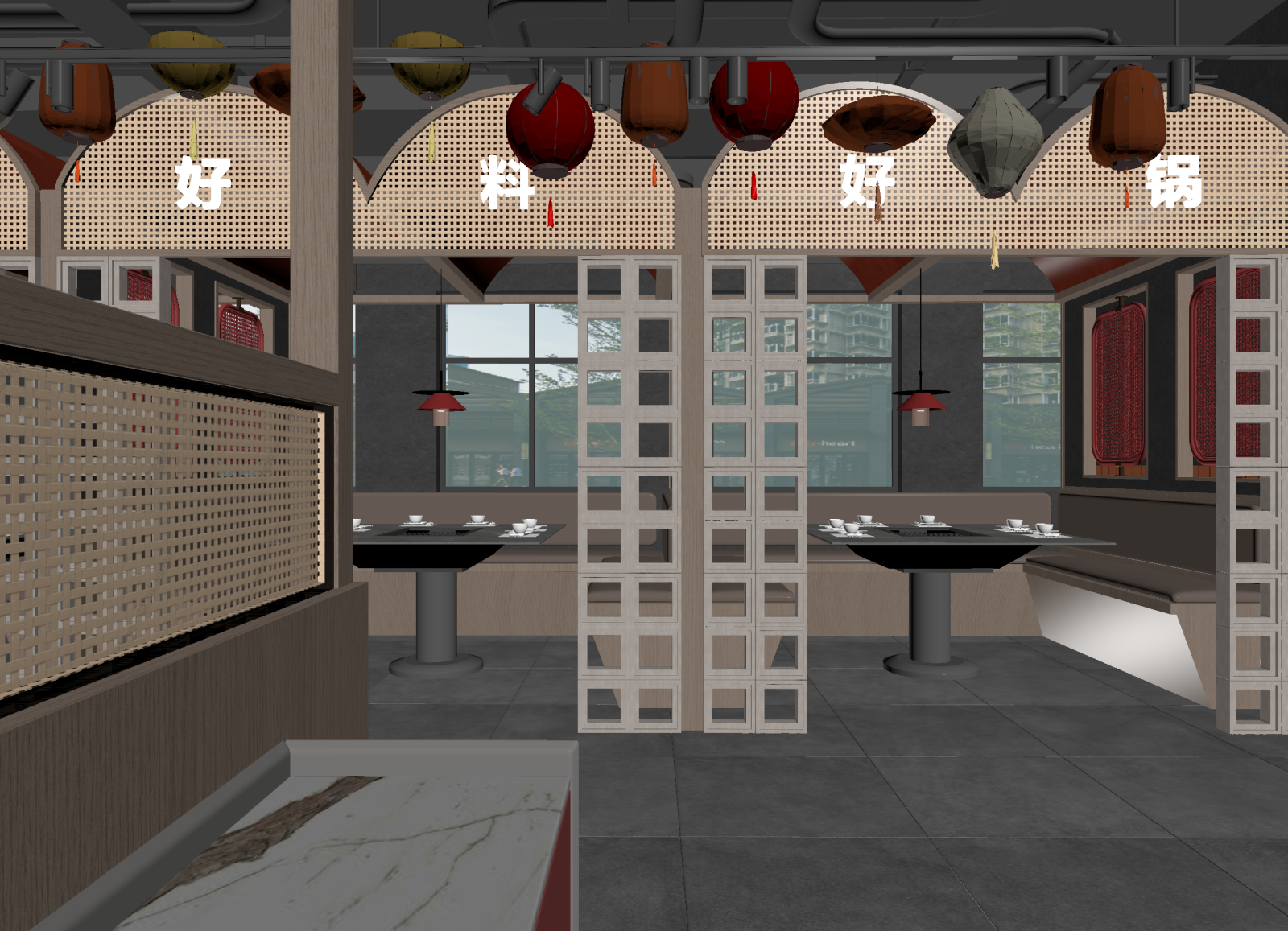 新中式中餐厅3D模型下载【ID:1214294963】