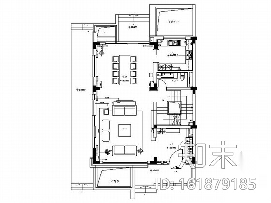 [上海]时尚现代三层别墅装修图cad施工图下载【ID:161879185】