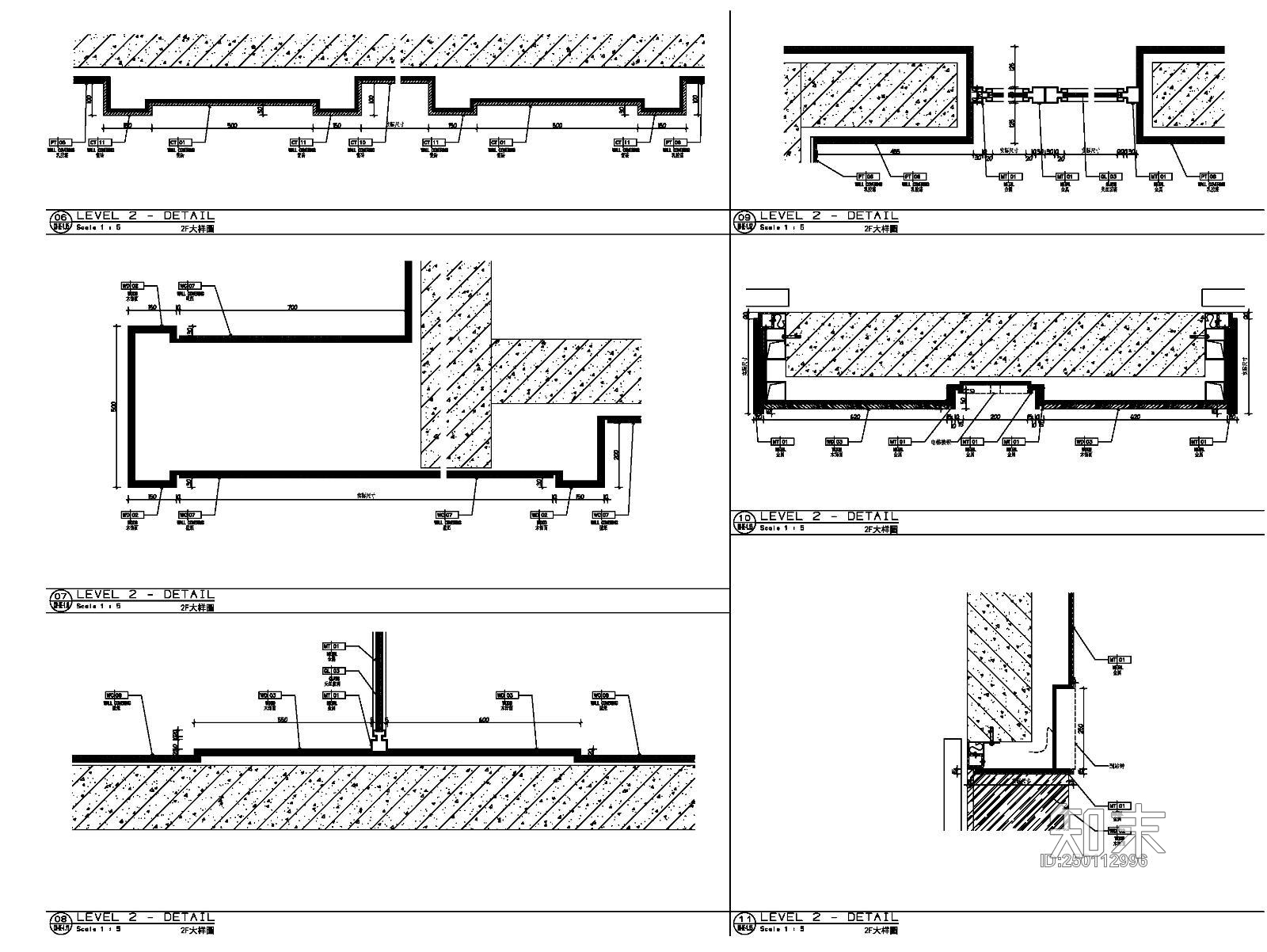墙面节点详图cad施工图下载【ID:250112996】