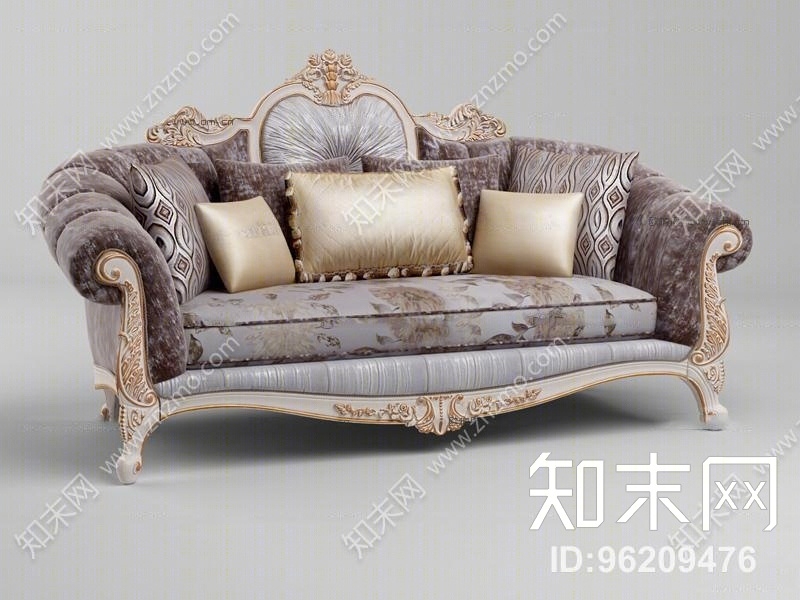 法式奢华双人沙发3D模型下载【ID:96209476】