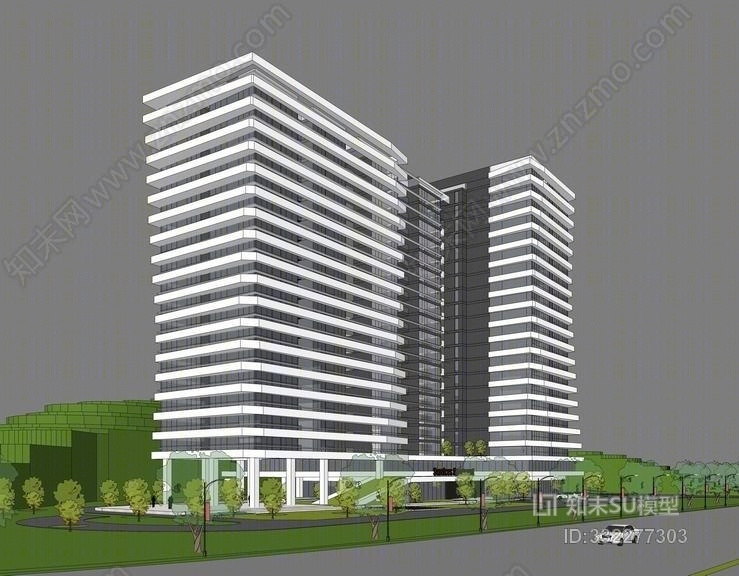 现代高层办公楼SU模型下载【ID:332277303】