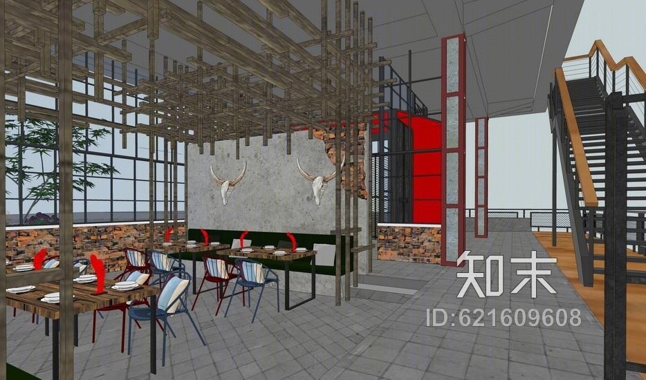江边咖啡馆SU模型下载【ID:621609608】