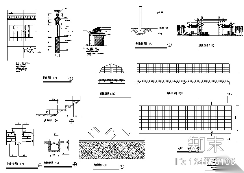 25套各类型古建筑牌坊施工图纸施工图下载【ID:164876106】