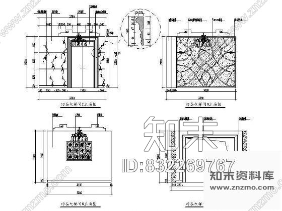 图块/节点酒店电梯厅立面设计图Ⅱ施工图下载【ID:832269767】