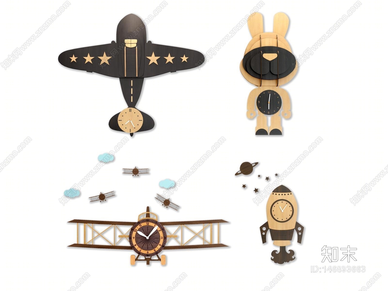 现代儿童房墙饰3D模型下载【ID:146893663】