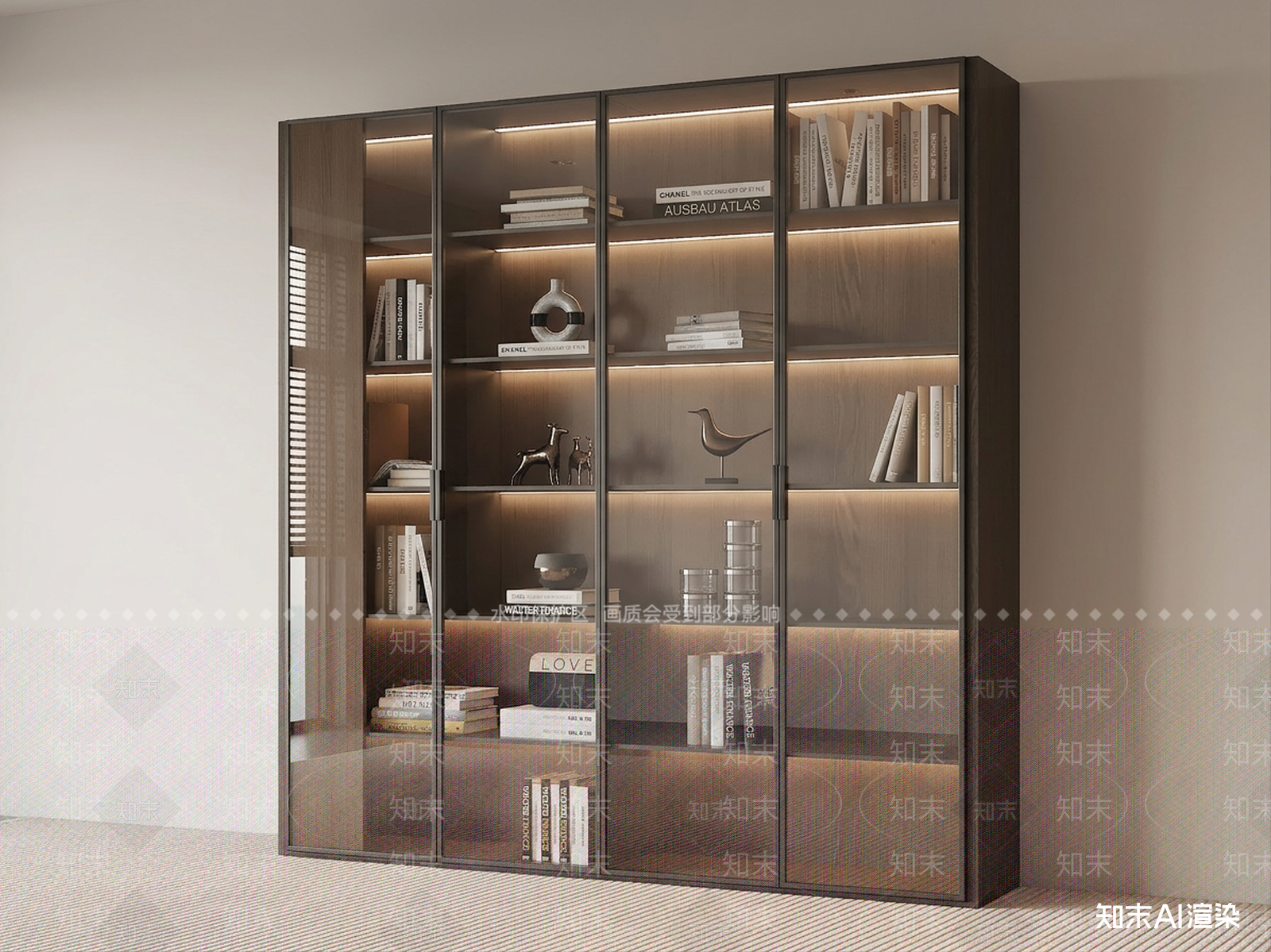 玻璃展示柜书柜3D模型下载【ID:1227509753】