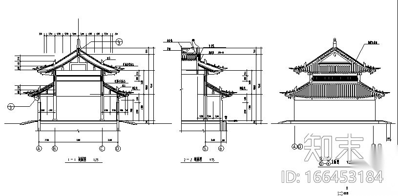 天王殿建筑设计施工图cad施工图下载【ID:166453184】