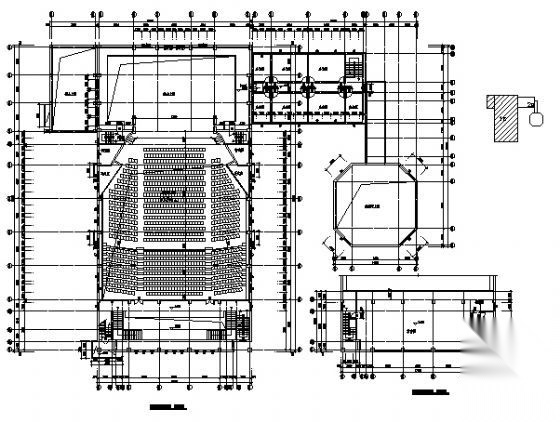 某中等影剧院建筑方案设计cad施工图下载【ID:160726135】