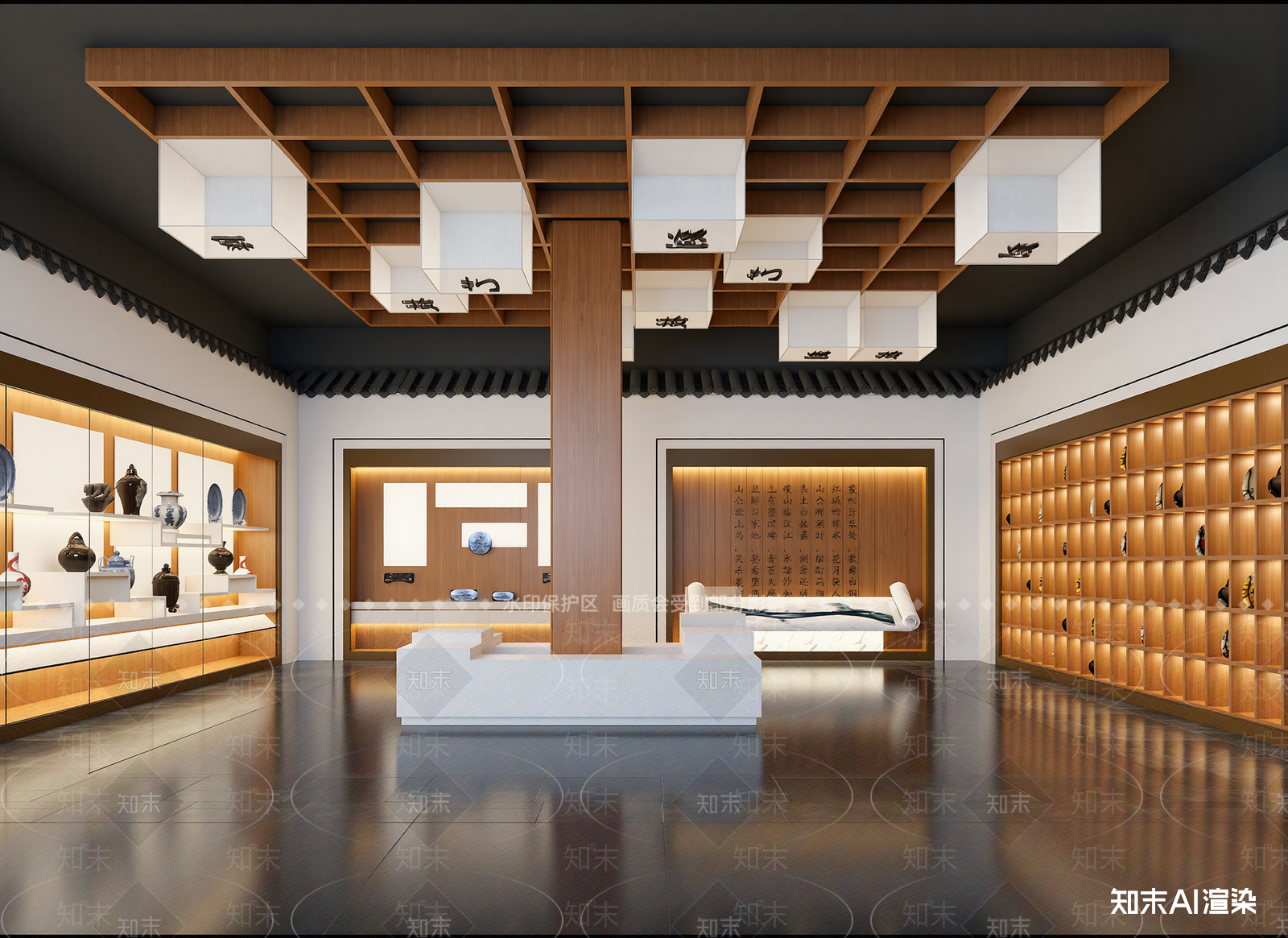 现代陶瓷展厅3D模型下载【ID:1215089011】