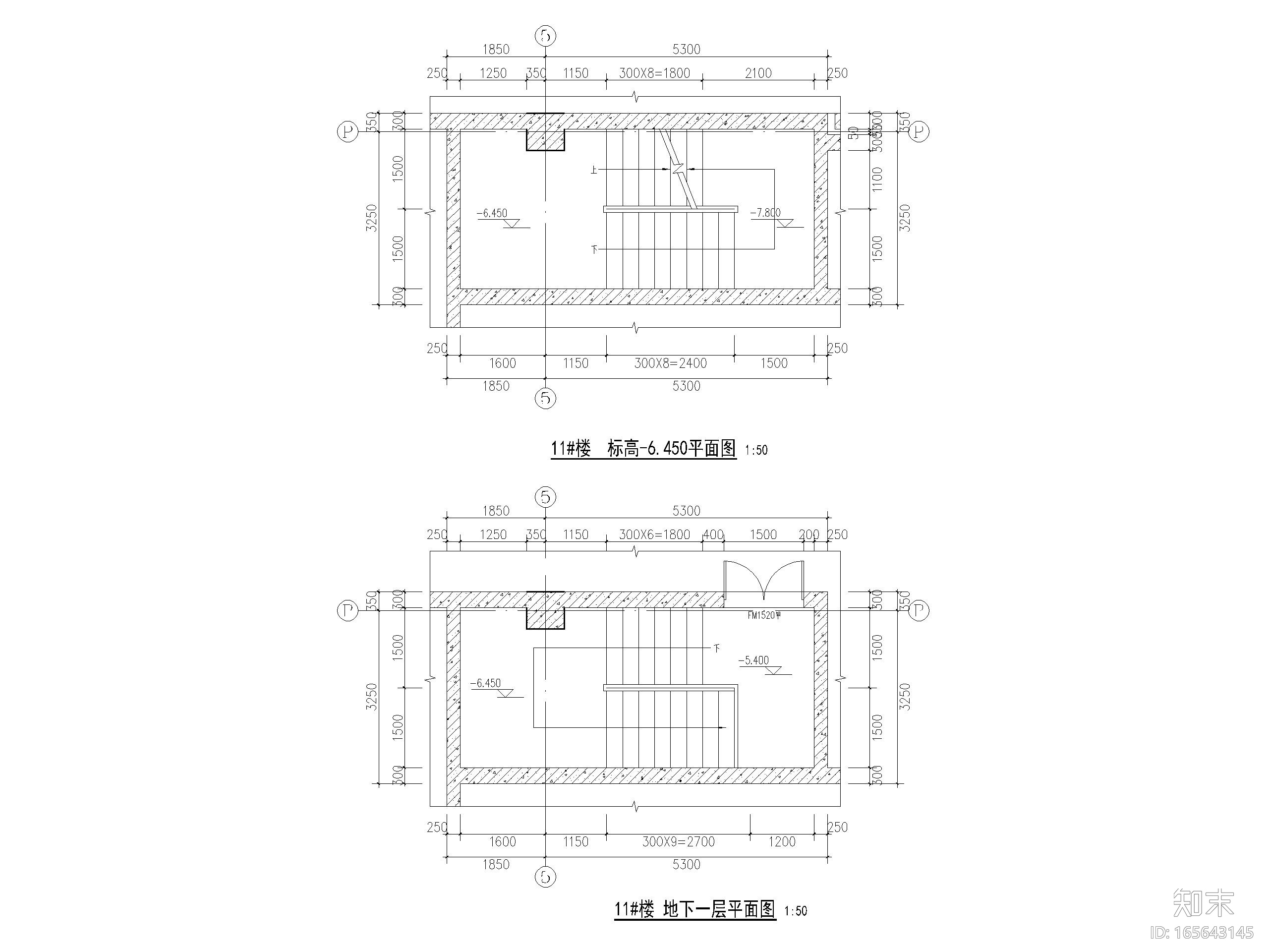 人防主要出入口楼梯大样图（CAD）施工图下载【ID:165643145】