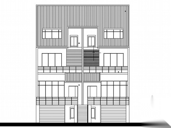 某townhouse住宅单体设计方案四cad施工图下载【ID:166323147】