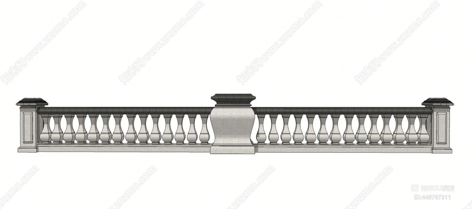 现代石材栏杆SU模型下载【ID:446797311】