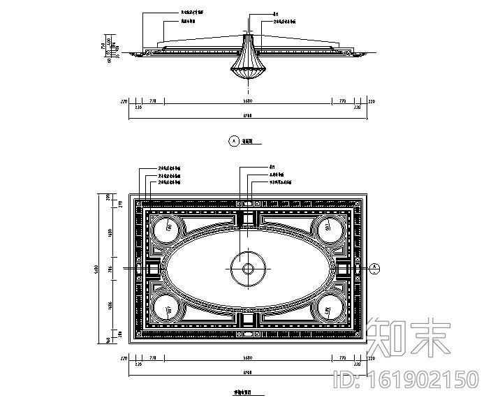CAD室内设计施工图常用图块之顶棚cad施工图下载【ID:161902150】