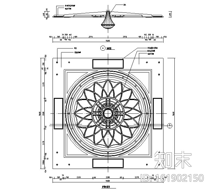 CAD室内设计施工图常用图块之顶棚cad施工图下载【ID:161902150】