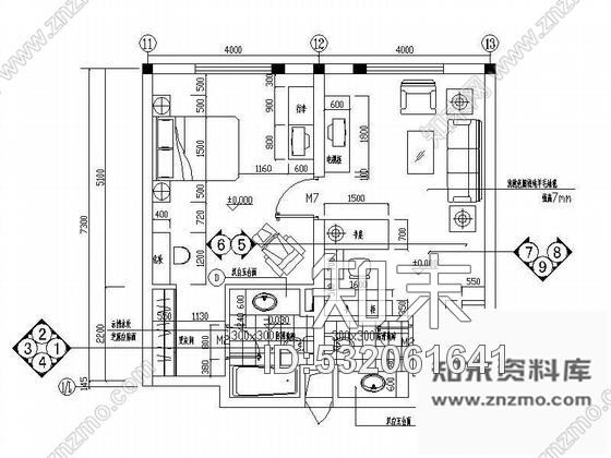 某酒店商务套房装修图cad施工图下载【ID:532061641】