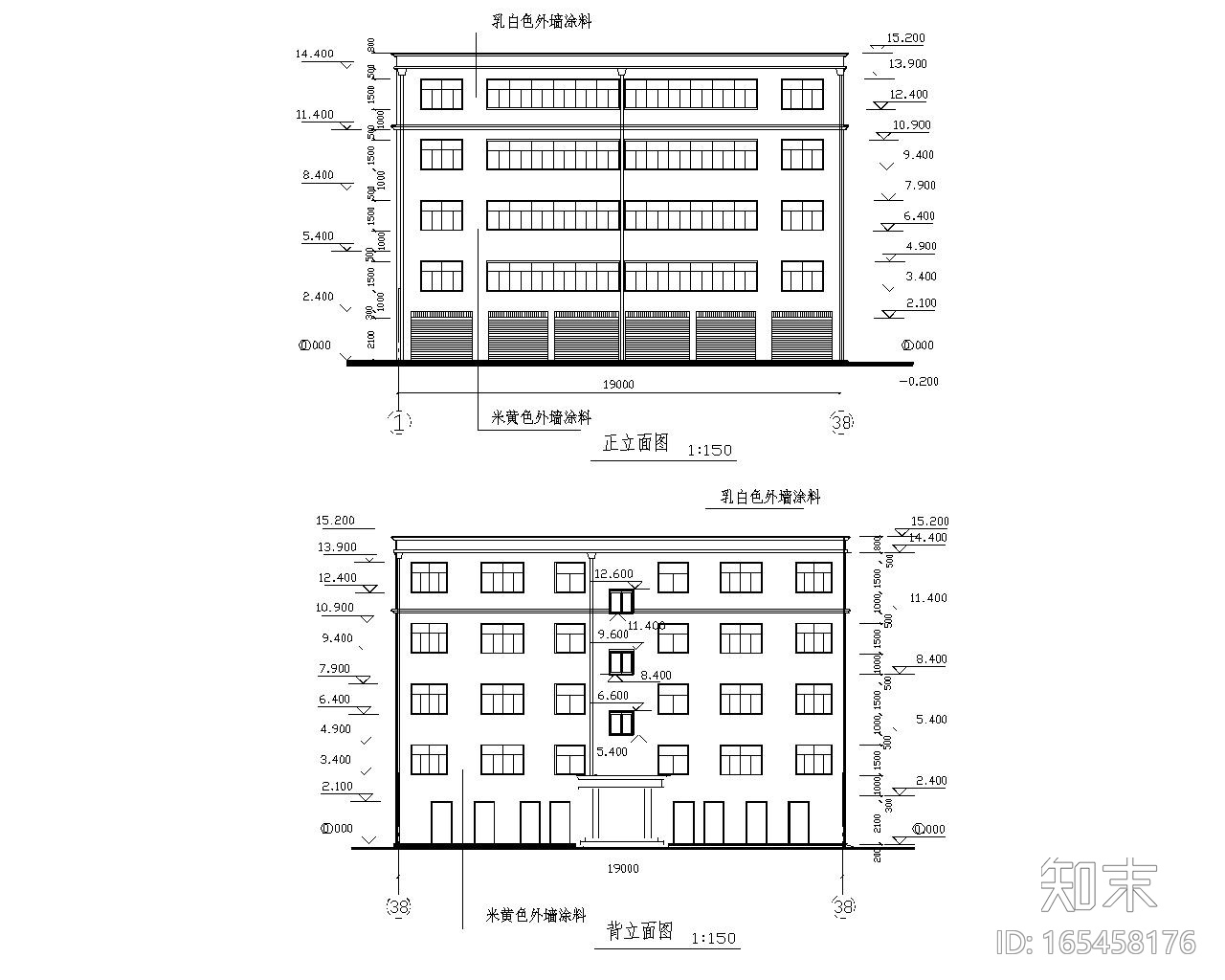 某五层住宅砖混结构施工图（CAD含建筑图）cad施工图下载【ID:165458176】