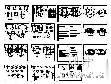 某别墅土建全套图纸cad施工图下载【ID:166842152】