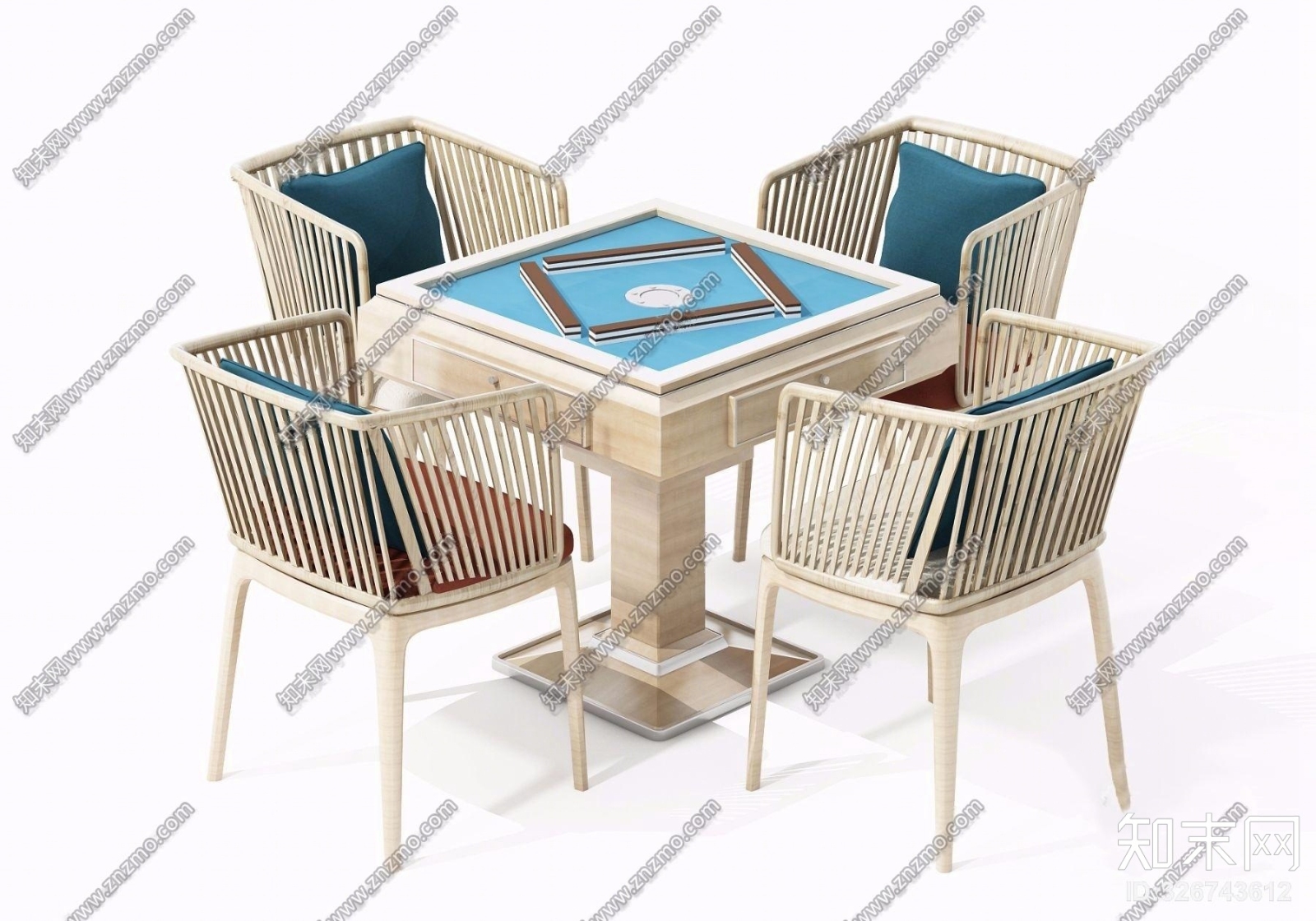现代实木麻将桌3D模型下载【ID:326743612】