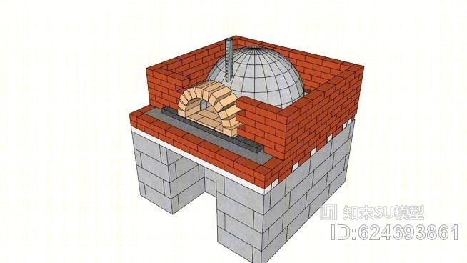 烧木比萨烤箱（部分设计）SU模型下载【ID:624693861】