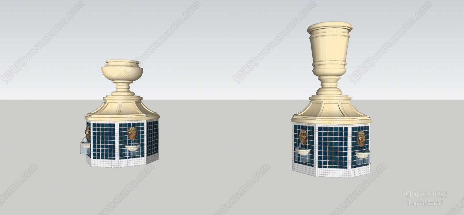 欧式花钵SU模型下载【ID:643928651】