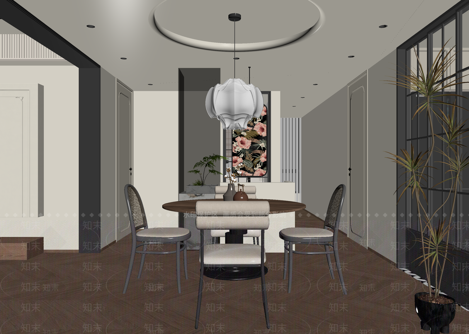 法式家居餐厅3D模型下载【ID:1215103737】