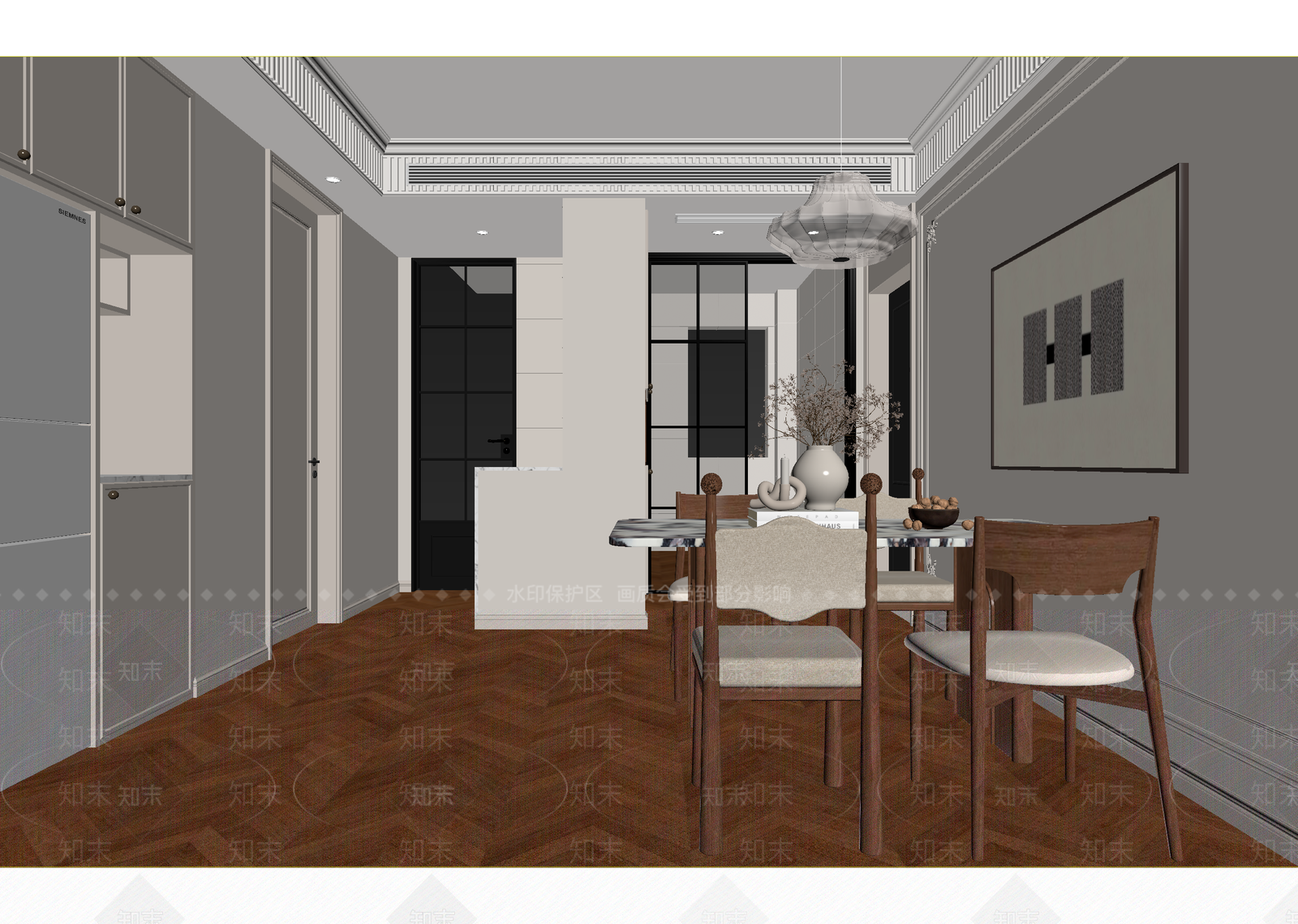 法式家居餐厅3D模型下载【ID:1215079398】