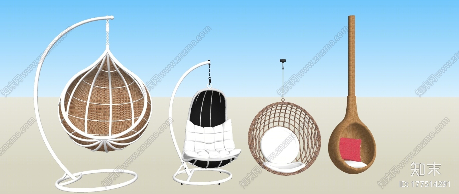 现代吊椅吊床SU模型下载【ID:177514291】