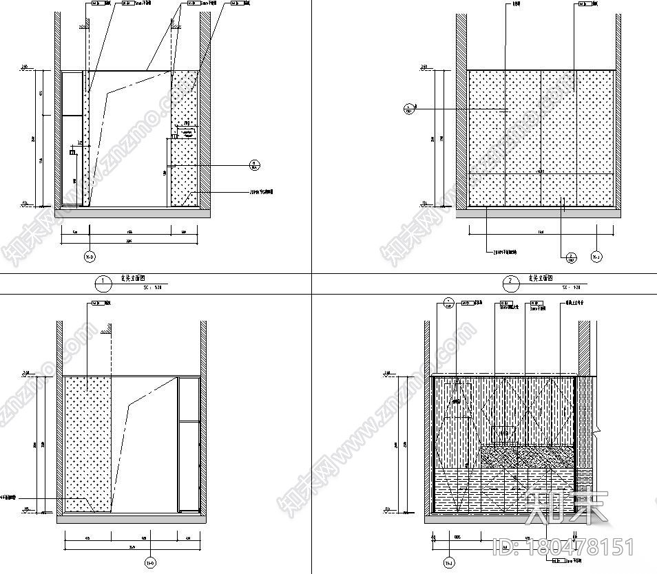 现代风格置地公寓样板间D户型效果图+施工图施工图下载【ID:180478151】