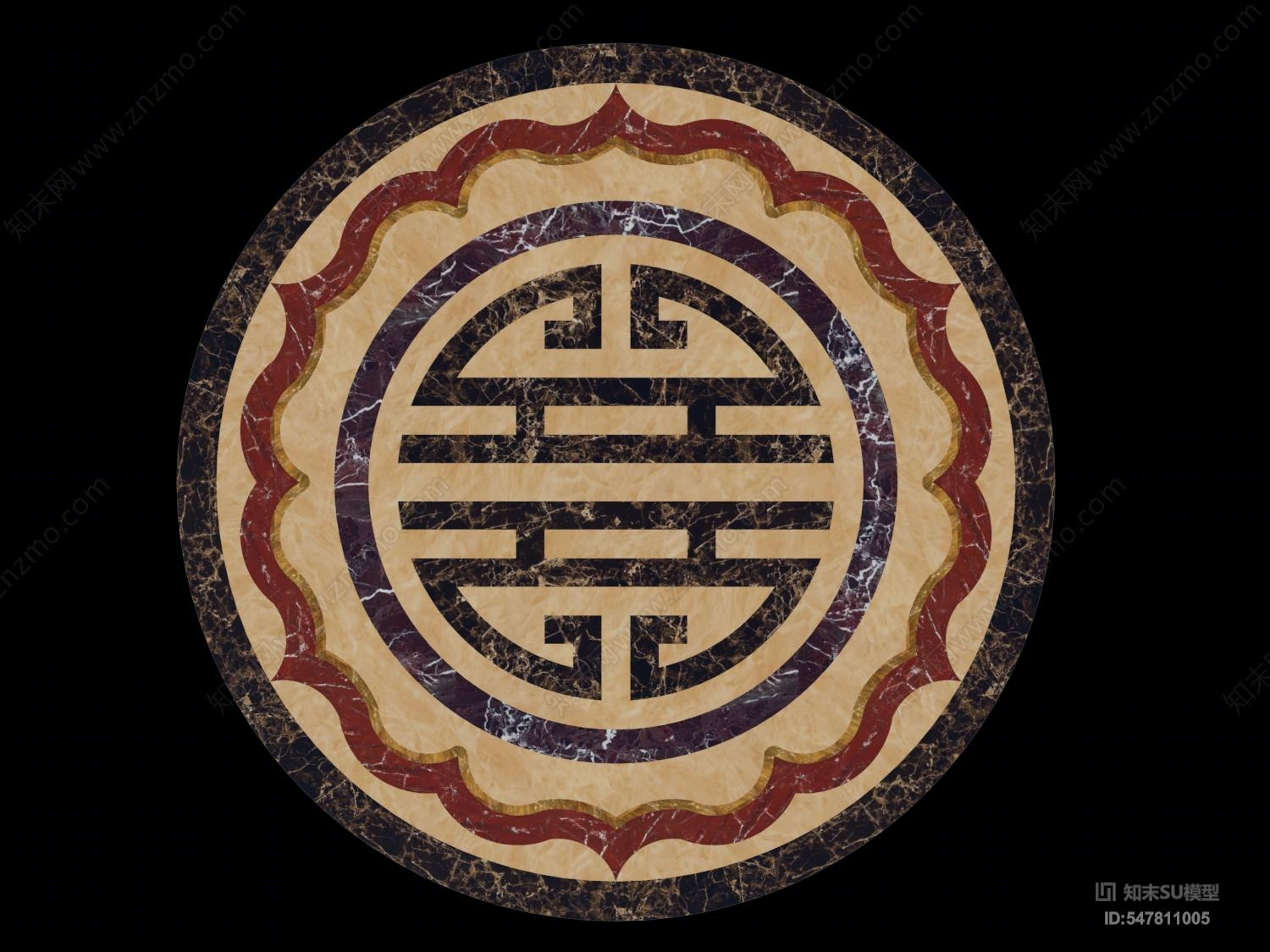 中式大理石地面拼花su模型下载【id:547811005】