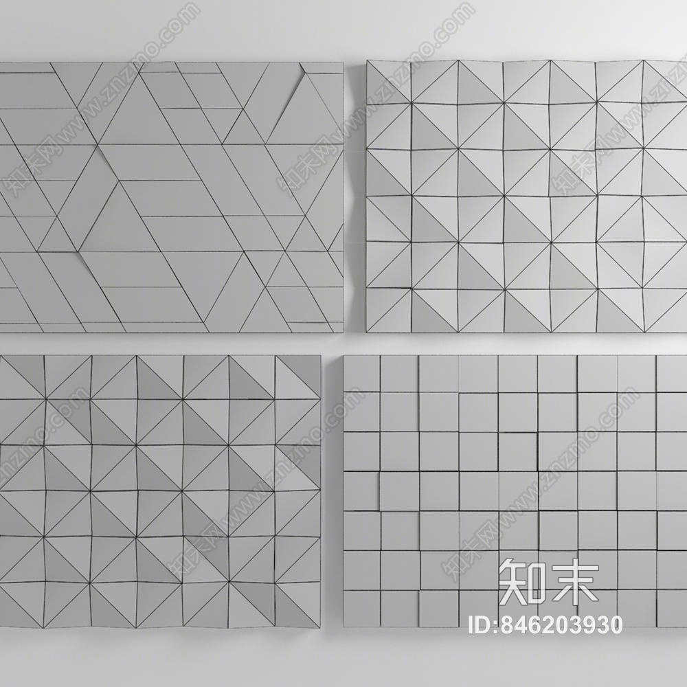 北欧实木造型背景墙3D模型下载【ID:846203930】