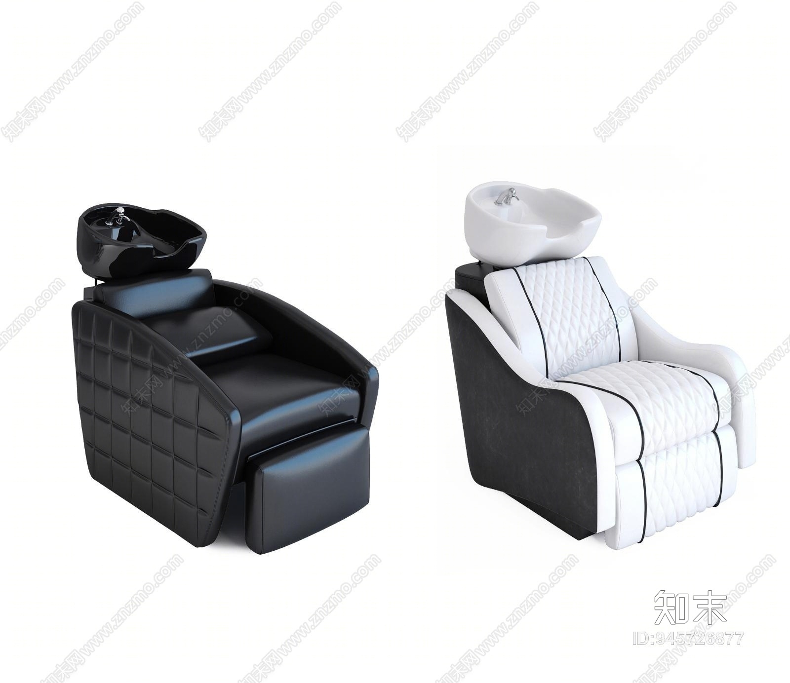 现代皮革洗头按摩椅3D模型下载【ID:945726877】