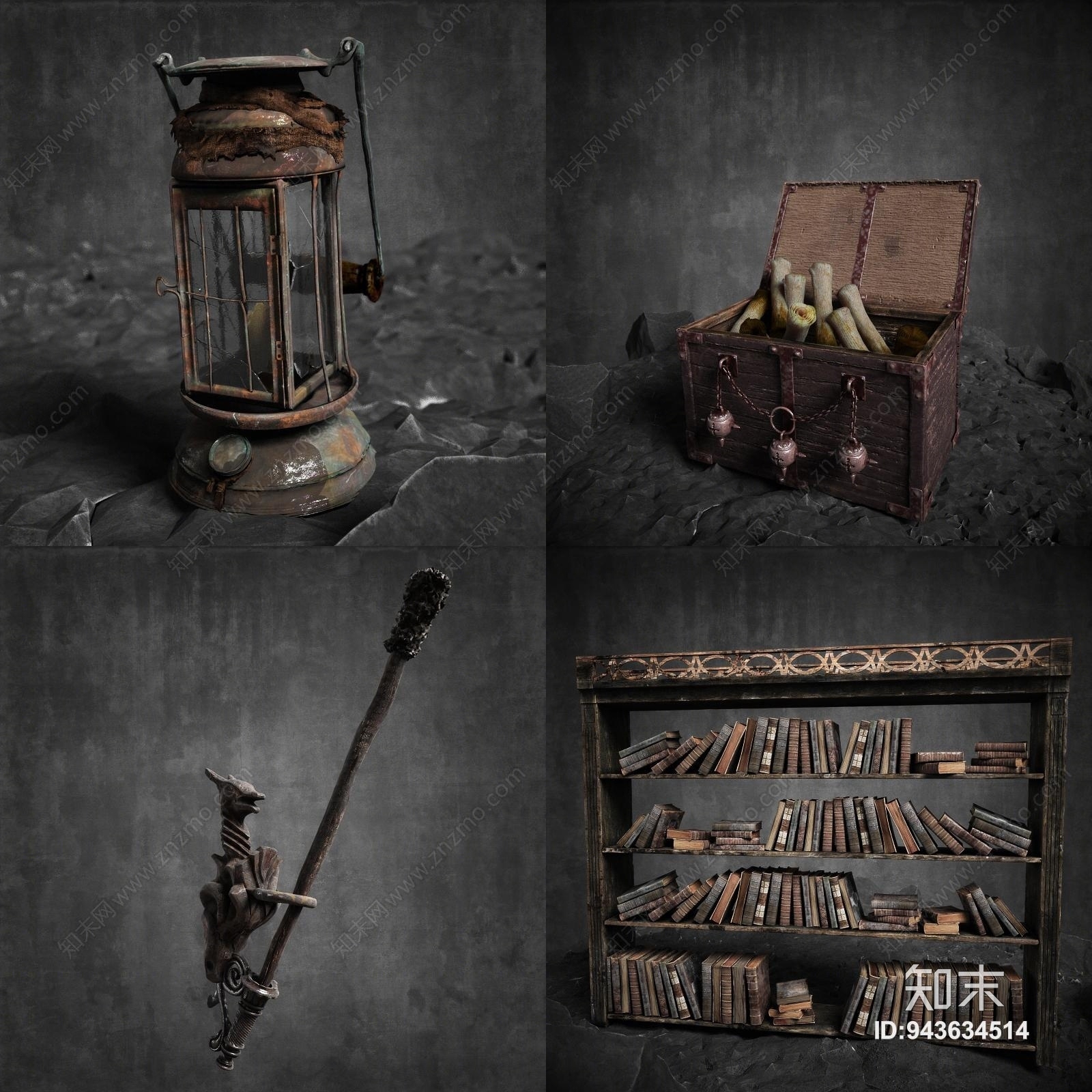 工业风格书架3D模型下载【ID:943634514】