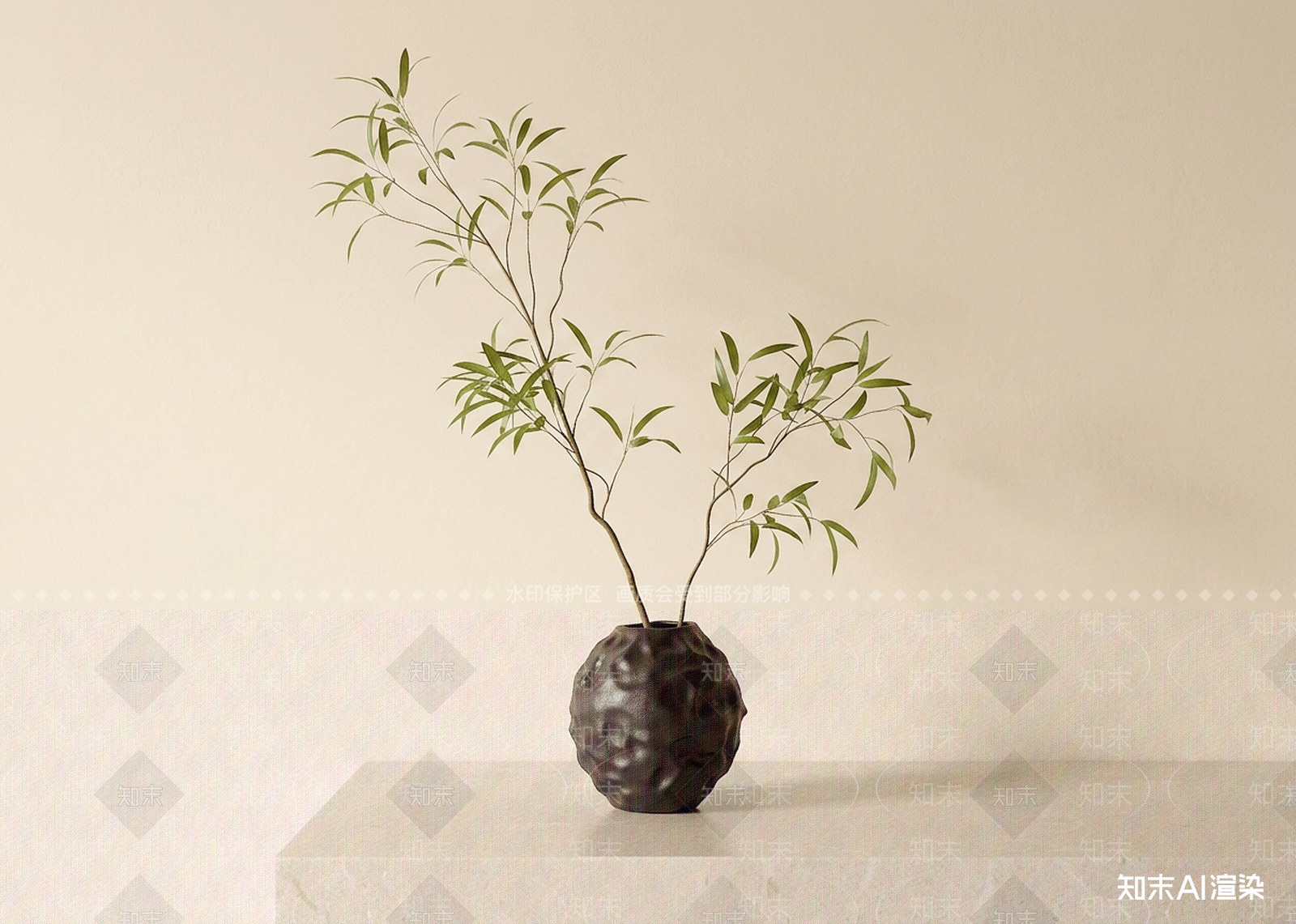 艺术绿植花瓶3D模型下载【ID:1227465183】