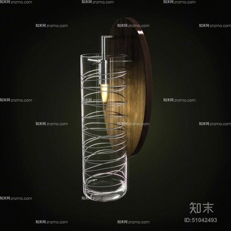 现代透明玻璃壁灯3D模型下载【ID:51042493】