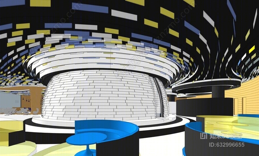 现代咖啡厅室内设计SU模型下载【ID:632996655】