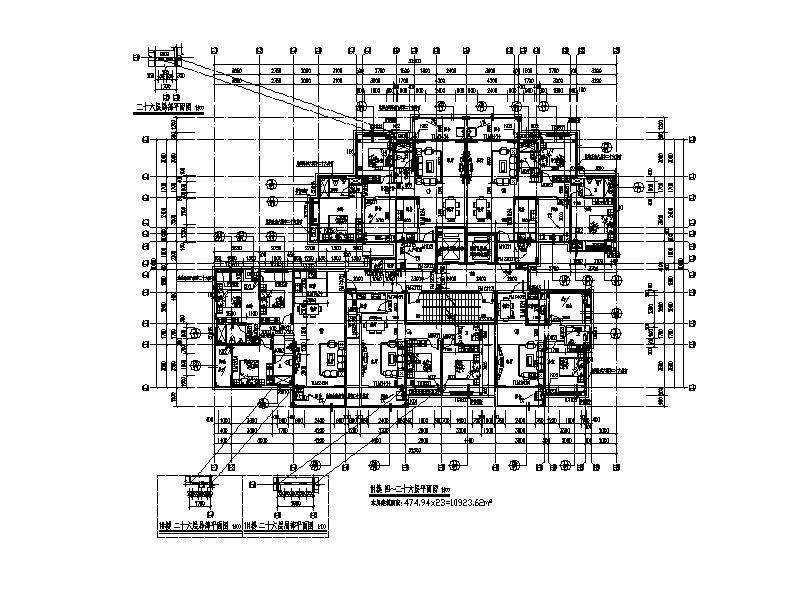 [四川]高层塔式住宅楼建筑施工图（含水暖电）cad施工图下载【ID:149781193】