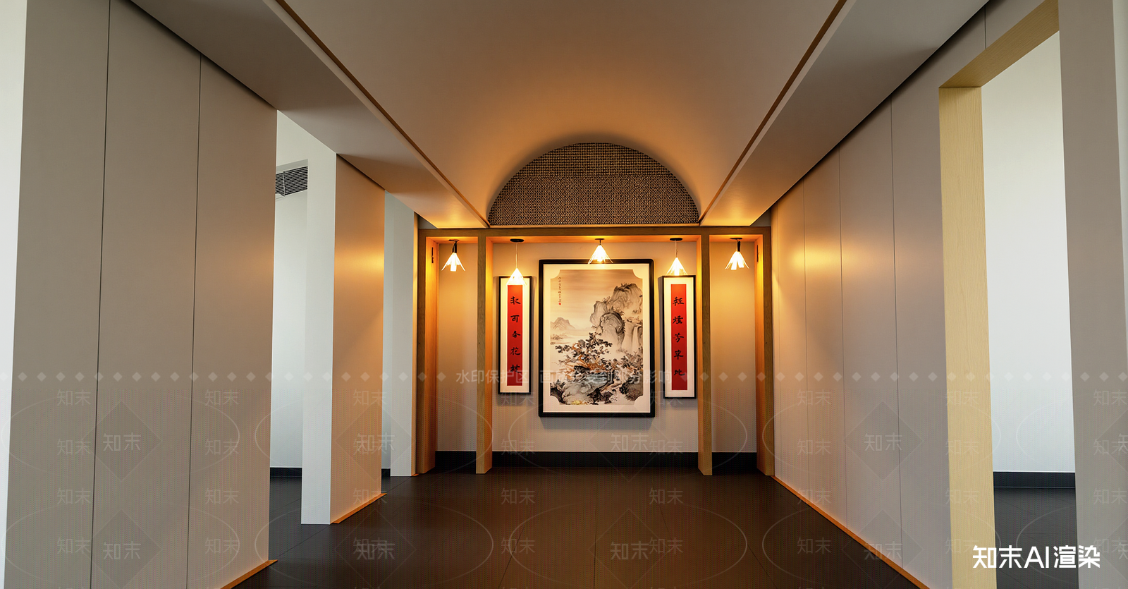 新中式酒店走廊SU模型下载【ID:1216041538】
