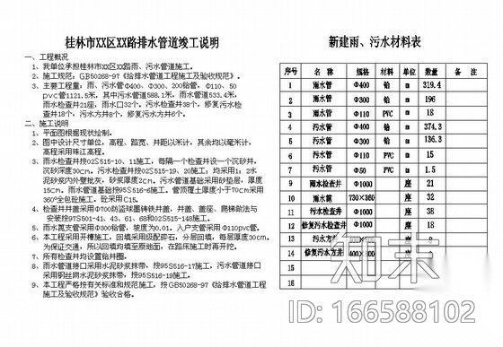 桂林市某道路排水工程竣工图纸cad施工图下载【ID:166588102】