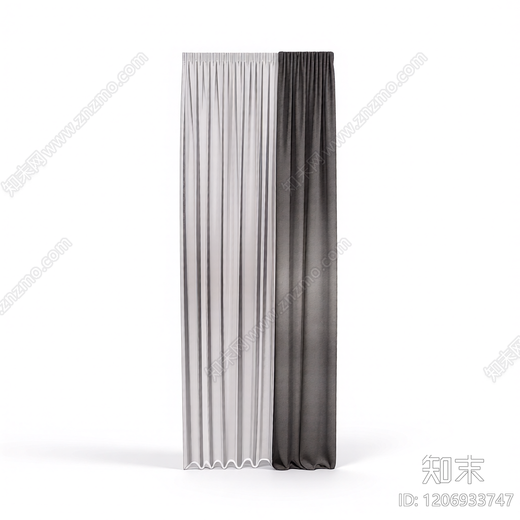 双色布艺窗帘3D模型下载【ID:1206933747】