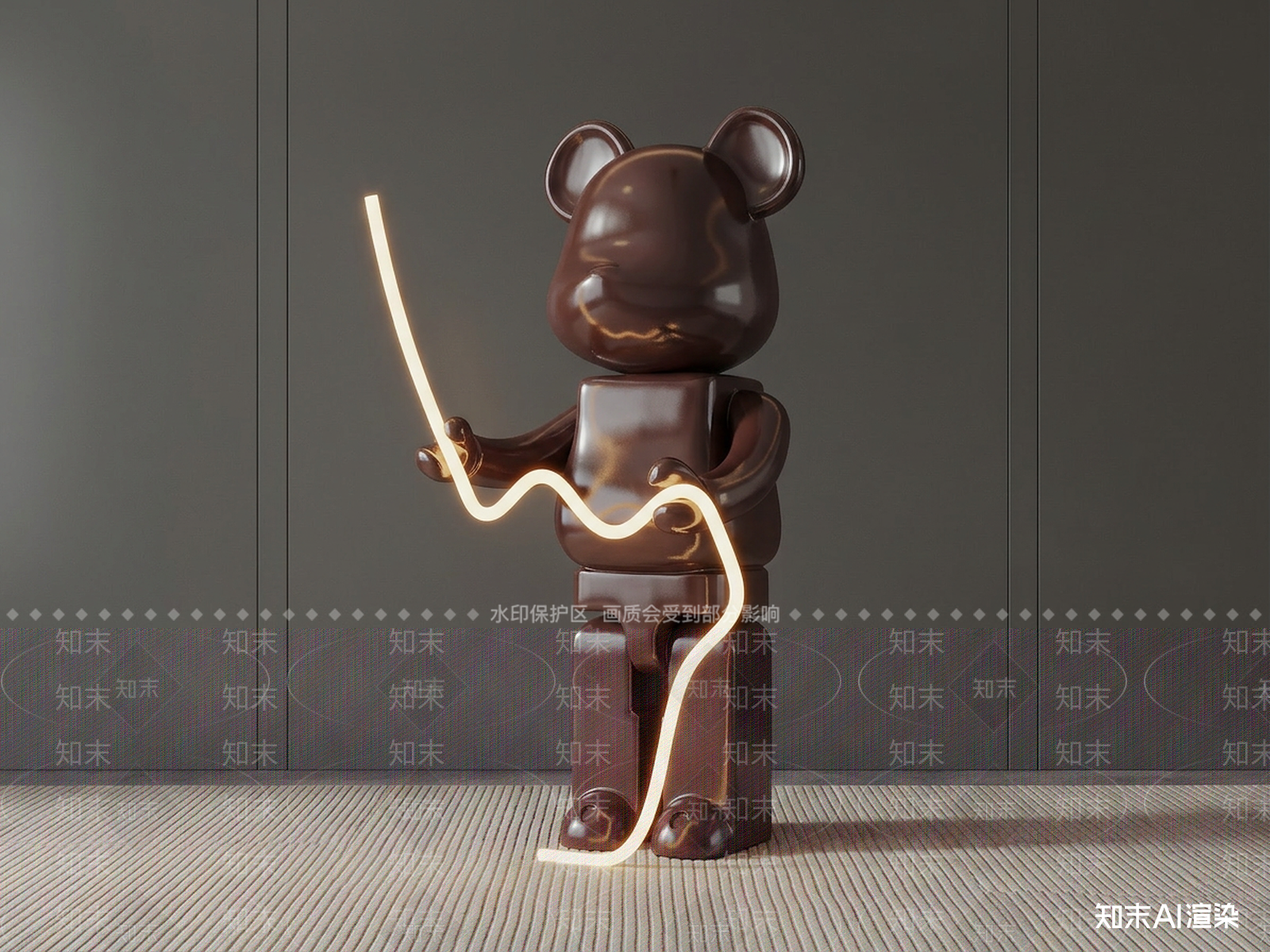 棕色艺术雕塑雕塑摆件3D模型下载【ID:1227258972】