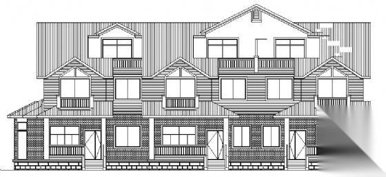 某三联三层别墅建筑方案图cad施工图下载【ID:149922145】