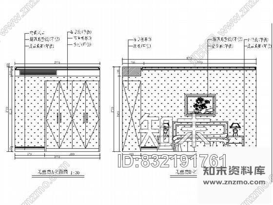图块/节点北京奢华三层别墅儿童房立面图施工图下载【ID:832191761】
