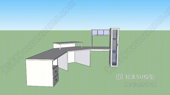 转角电脑桌SU模型下载【ID:434551011】