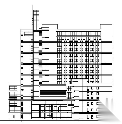 上海某医院住院楼建筑方案初步图cad施工图下载【ID:151587123】