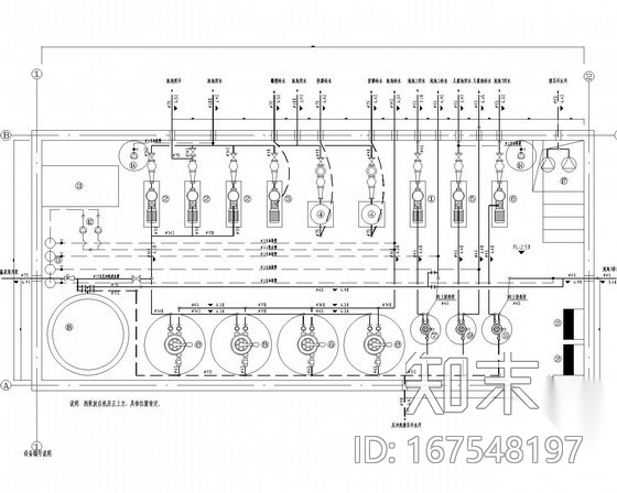 游泳池循环水处理工艺及设备房布置图（水电）cad施工图下载【ID:167548197】