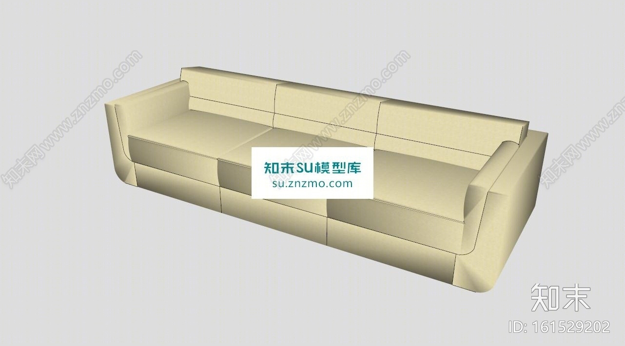 纳图兹沙发米黄色三人沙发SU模型下载【ID:161529202】