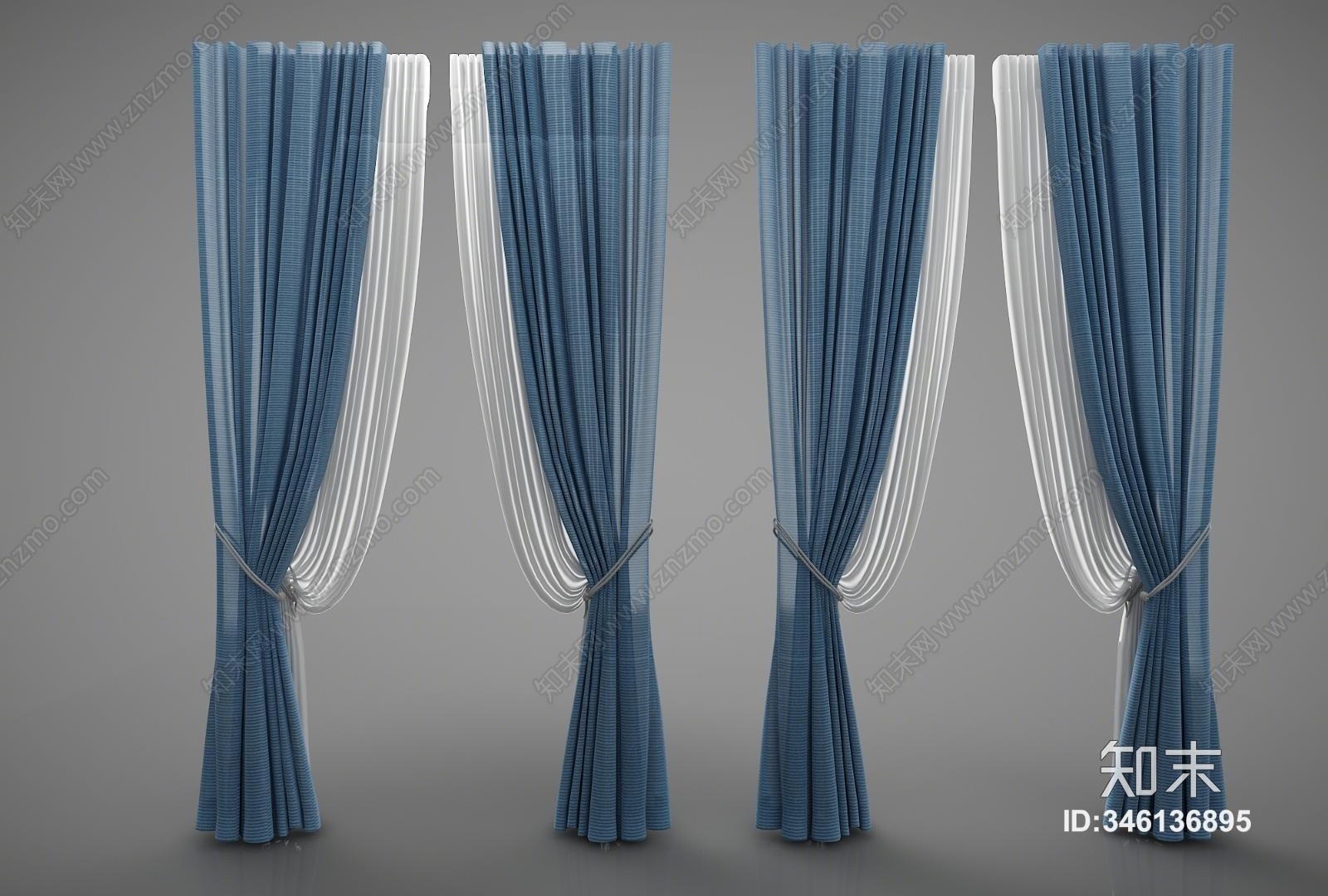 新中式风格床3D模型下载【ID:346136895】