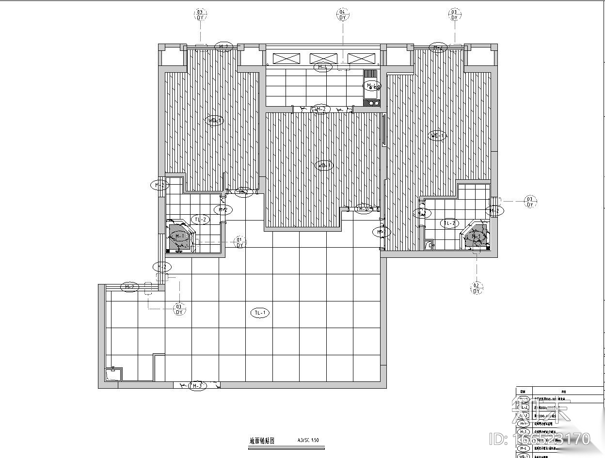 特色样板房施工图设计（现代风格）cad施工图下载【ID:166523170】