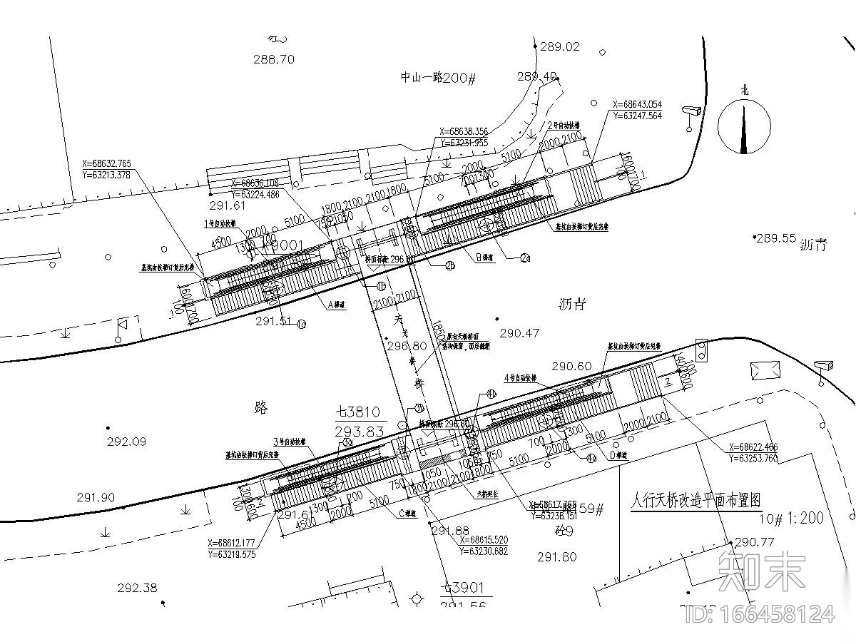 儿童医院钢结构人行天桥建筑结构施工图cad施工图下载【ID:166458124】